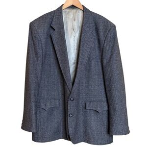 Circle S Blazer Mens 46R Gray Western Yoke Wool Blend Tweed 2 Button Made in USA